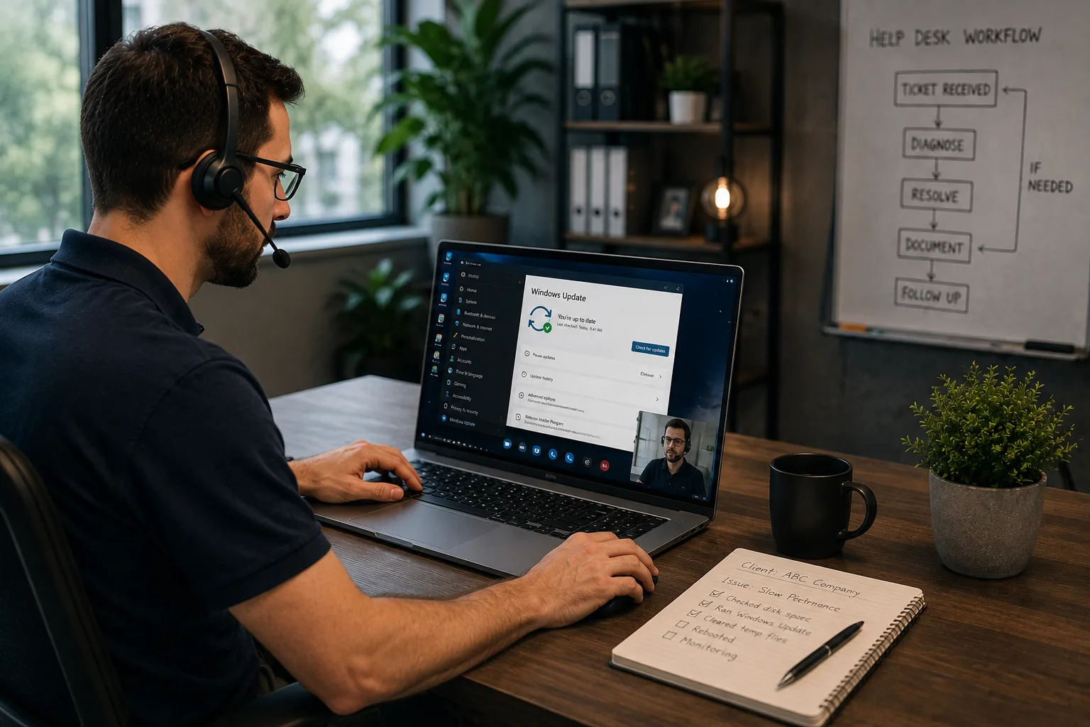 Remote business computer support session