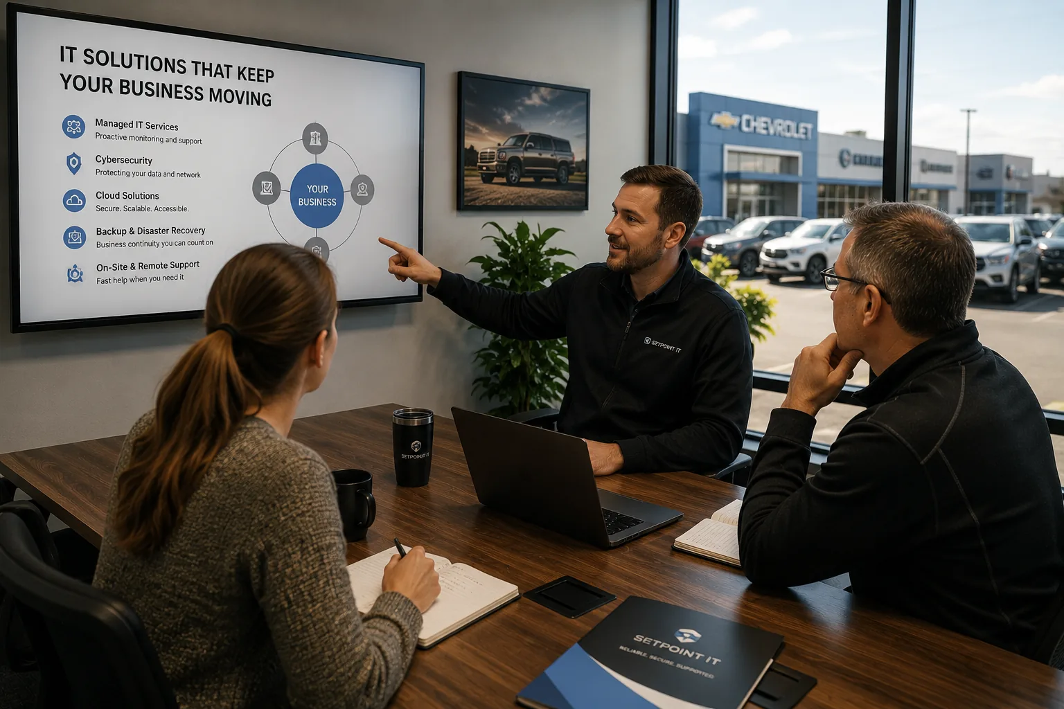 Business leaders collaborating on IT services and strategy