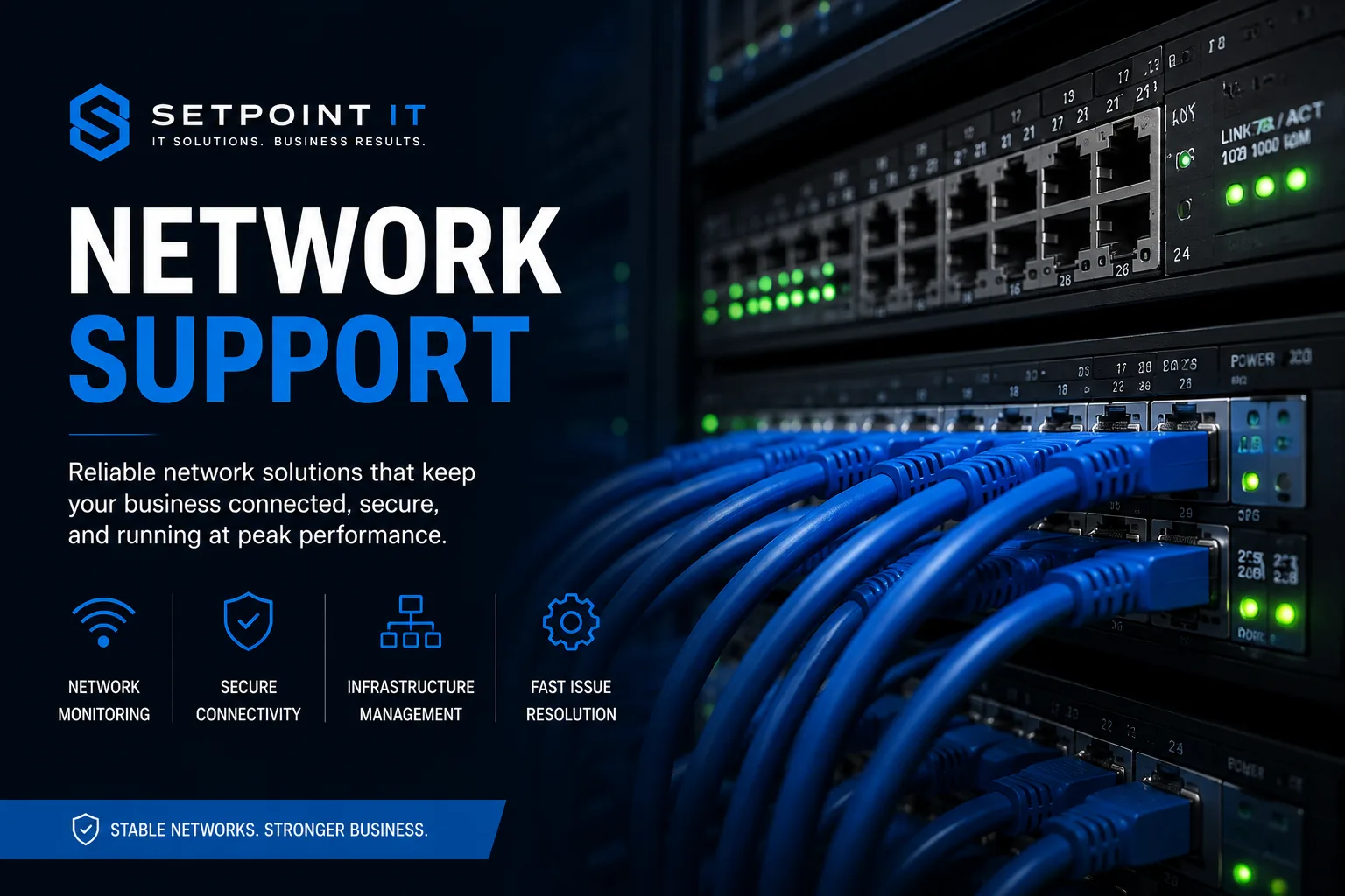 Business network switches and Ethernet cabling